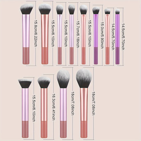 12-Piece Professional Makeup Brush Set — Soft Synthetic Bristles